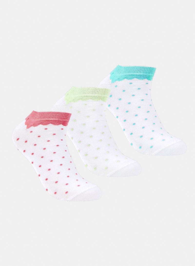 Odds Women's Pack of 3 Lycra Ankle Patterned Plain Socks - Image 1